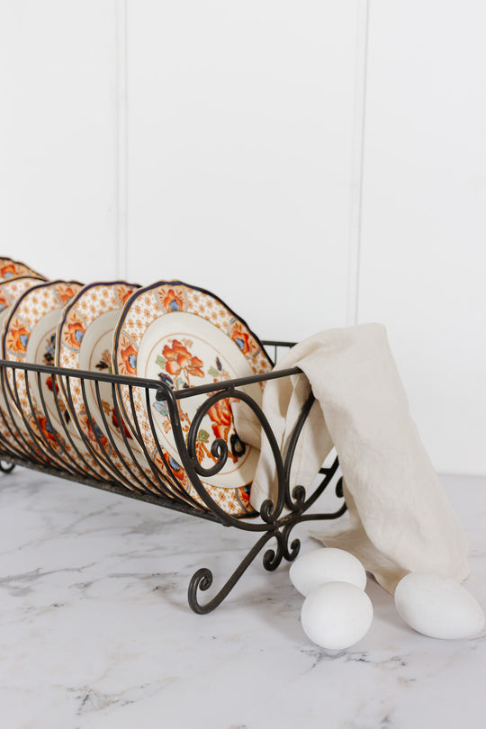 antique french metal scroll drying rack