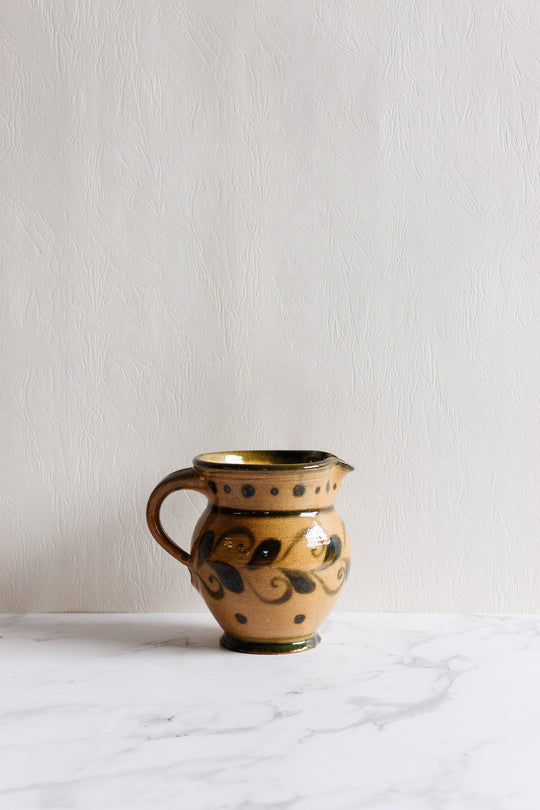 vintage french artisan made pottery pitcher