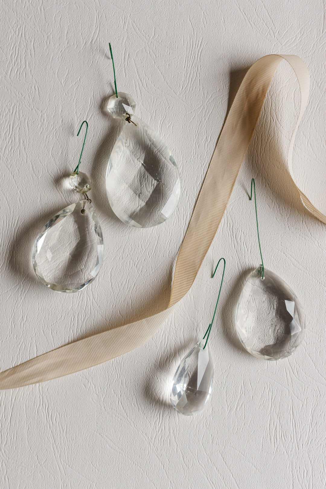 antique french crystal teardrop with round accent crystal