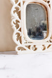 rare antique french carved alabaster mirror