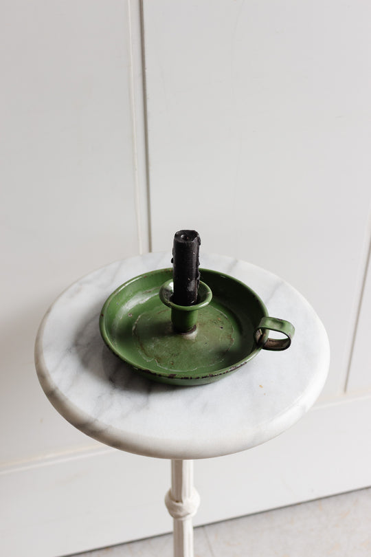 antique french green tin chamberstick