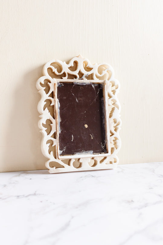rare antique french carved alabaster mirror