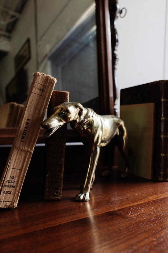 antique french borzoi brass dog