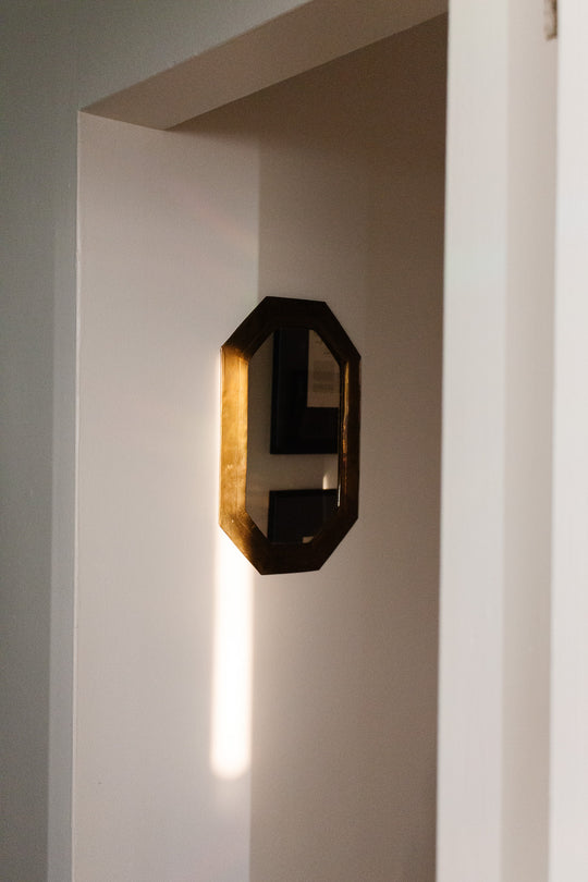 antique moroccan brass elongated mirror