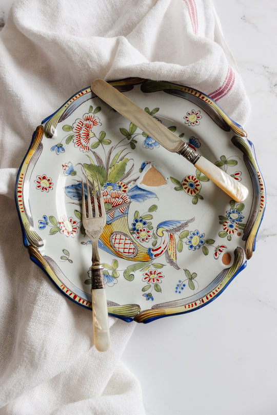 k&g luneville france hand painted turn of the century plate
