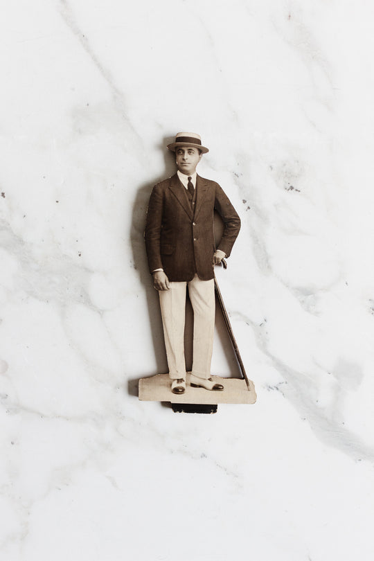 rare "homme des 1930s" wood mounted photograph