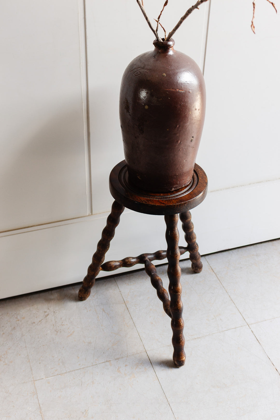 vintage French bobbin leg stool
