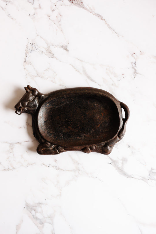 antique german cast iron bull catch all