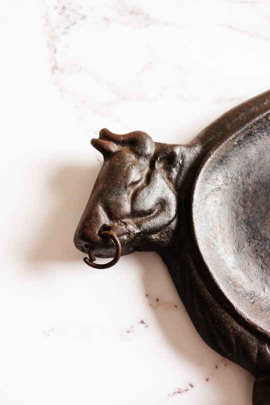 antique german cast iron bull catch all