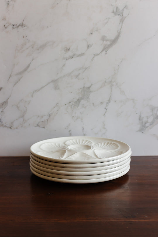 midcentury french "moulin des loups" oyster plate set of 6