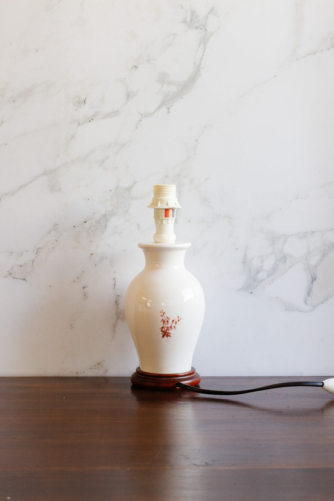 vintage french ceramic lamp with fabric shade