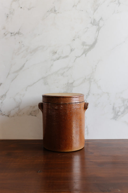 vintage french stoneware confit pot with lid