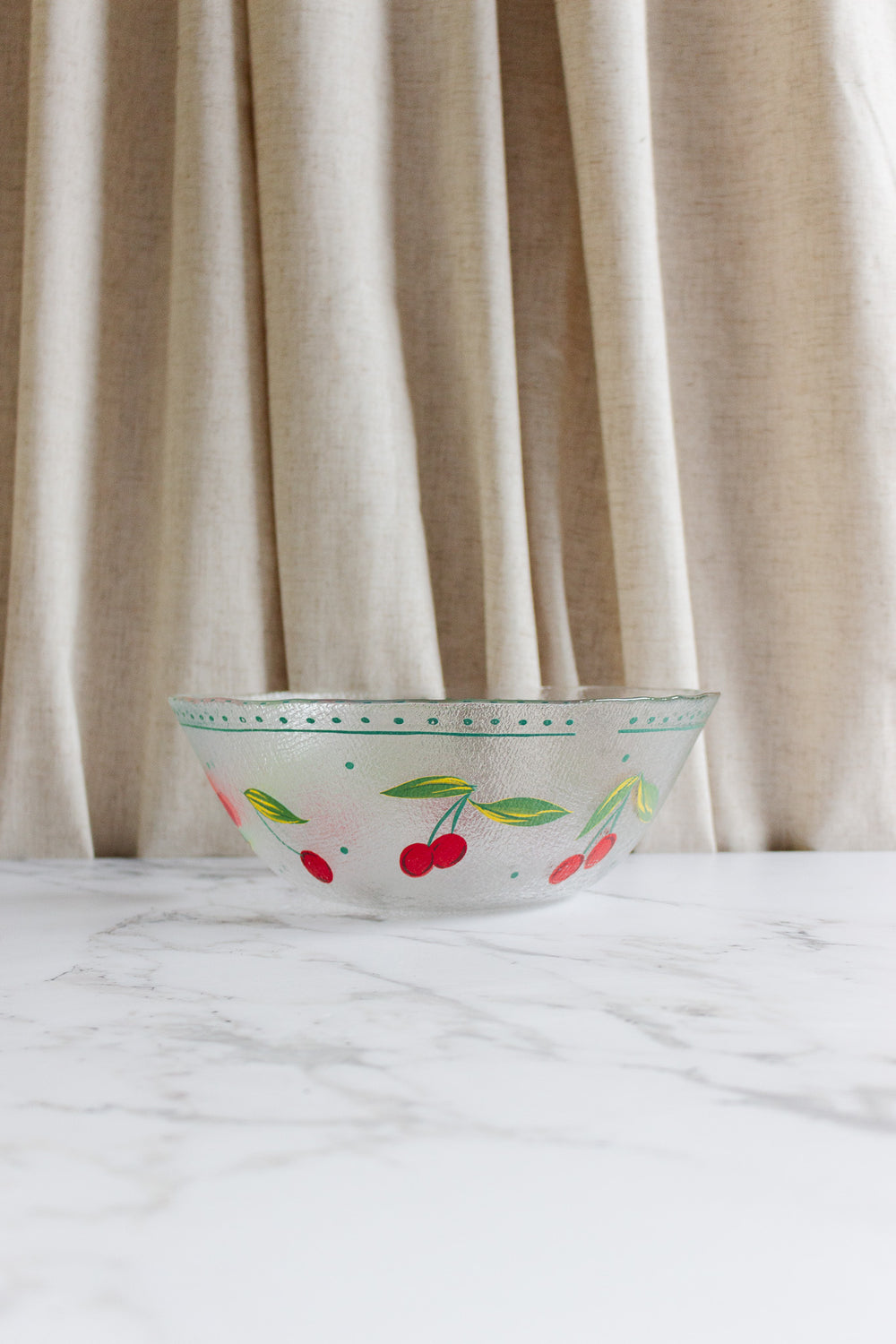 midcentury french "cerises" arcoroc serving bowl with fruit bowls