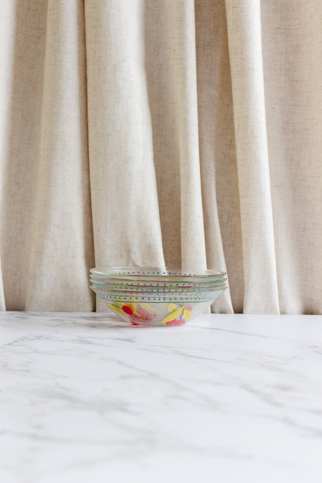 midcentury french "cerises" arcoroc serving bowl with fruit bowls