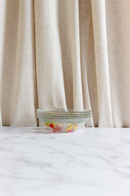 midcentury french "cerises" arcoroc serving bowl with fruit bowls