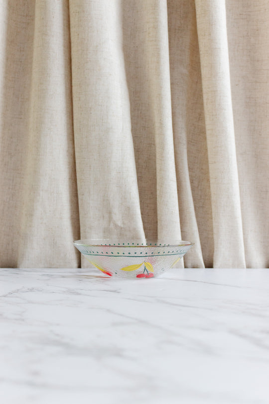 midcentury french "cerises" arcoroc serving bowl with fruit bowls