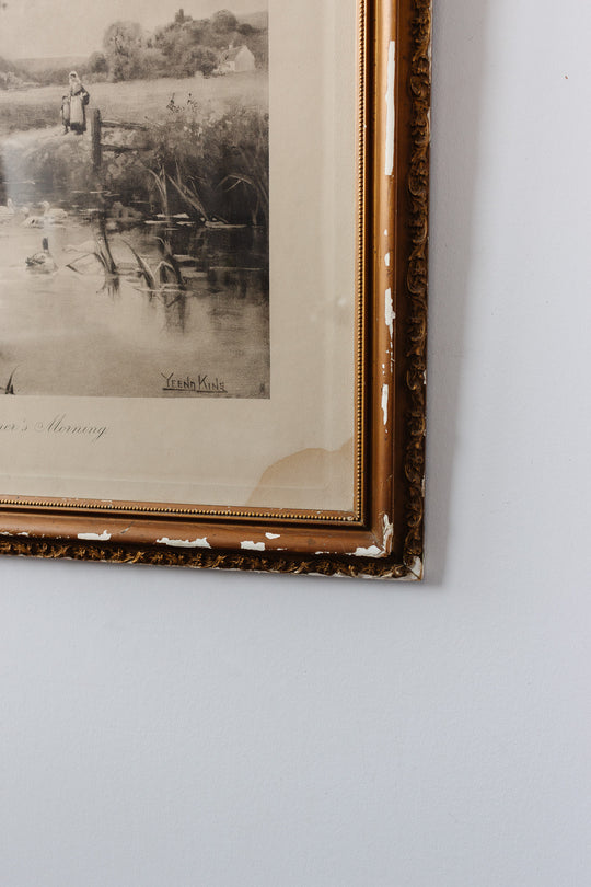 antique English framed lithograph, “A Summer’s Morning”