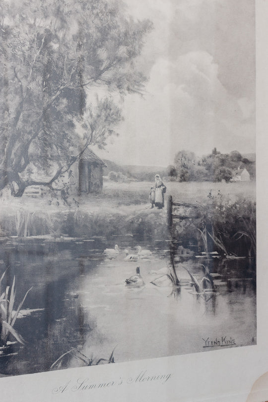antique English framed lithograph, “A Summer’s Morning”