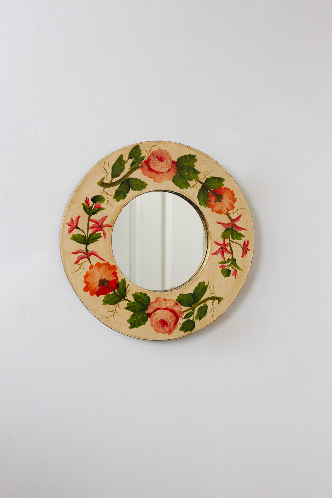 vintage french hand painted rose mirror