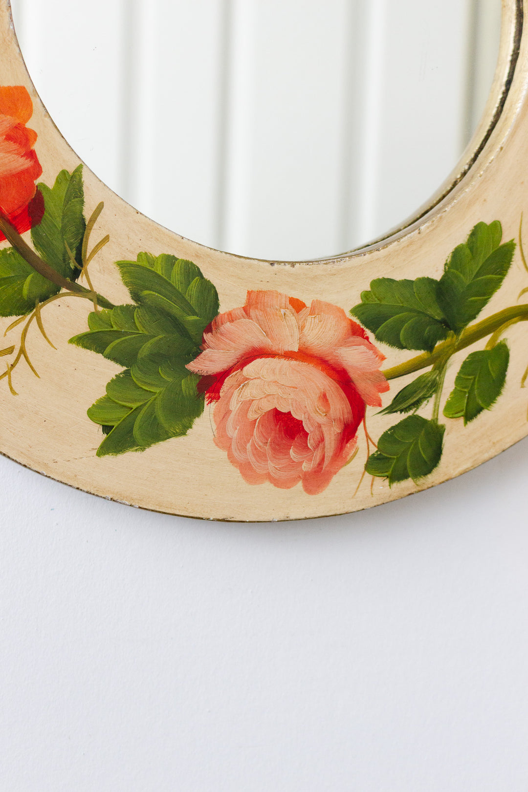 vintage french hand painted rose mirror