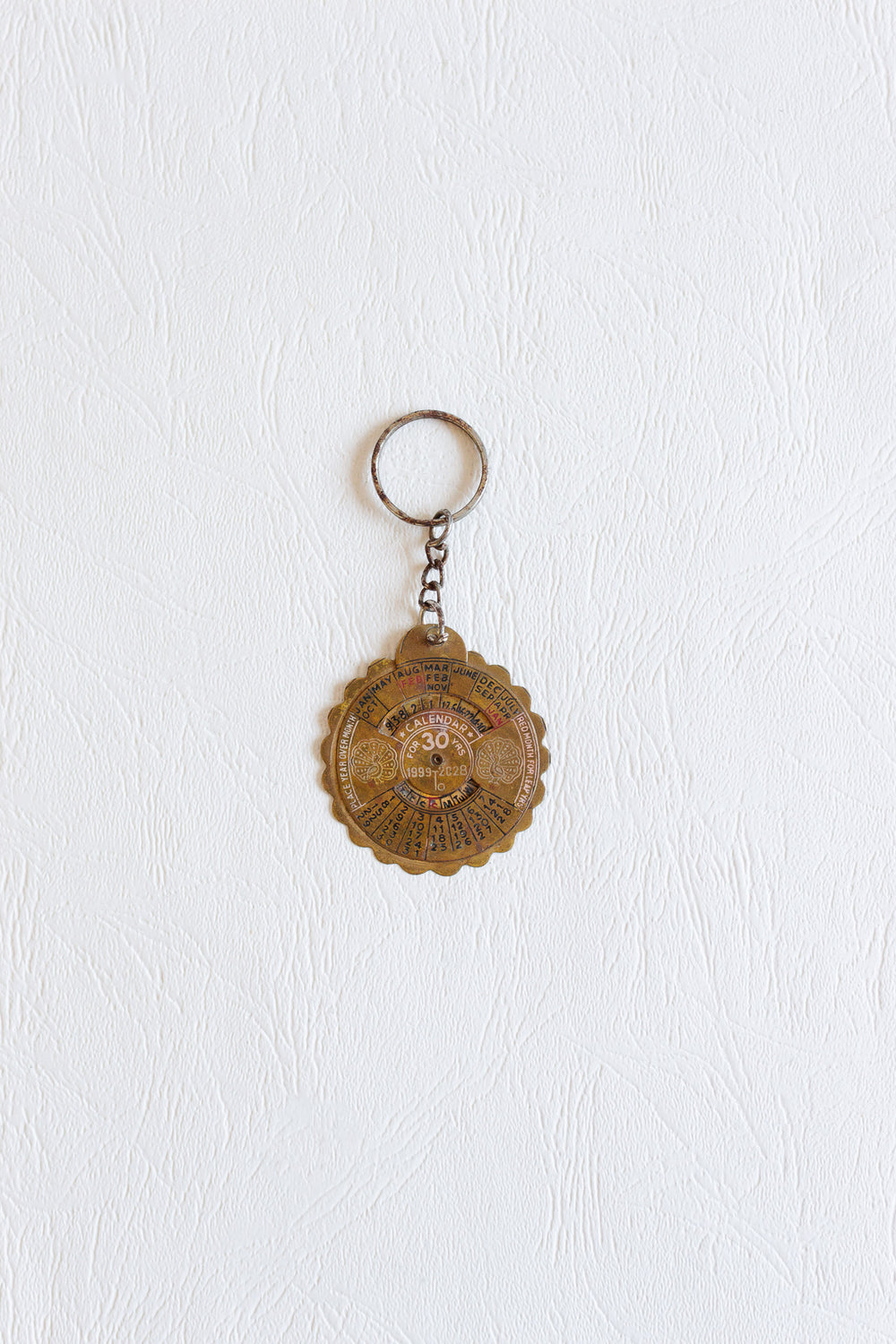 vintage brass perpetual calendar fob 1999 - 2028