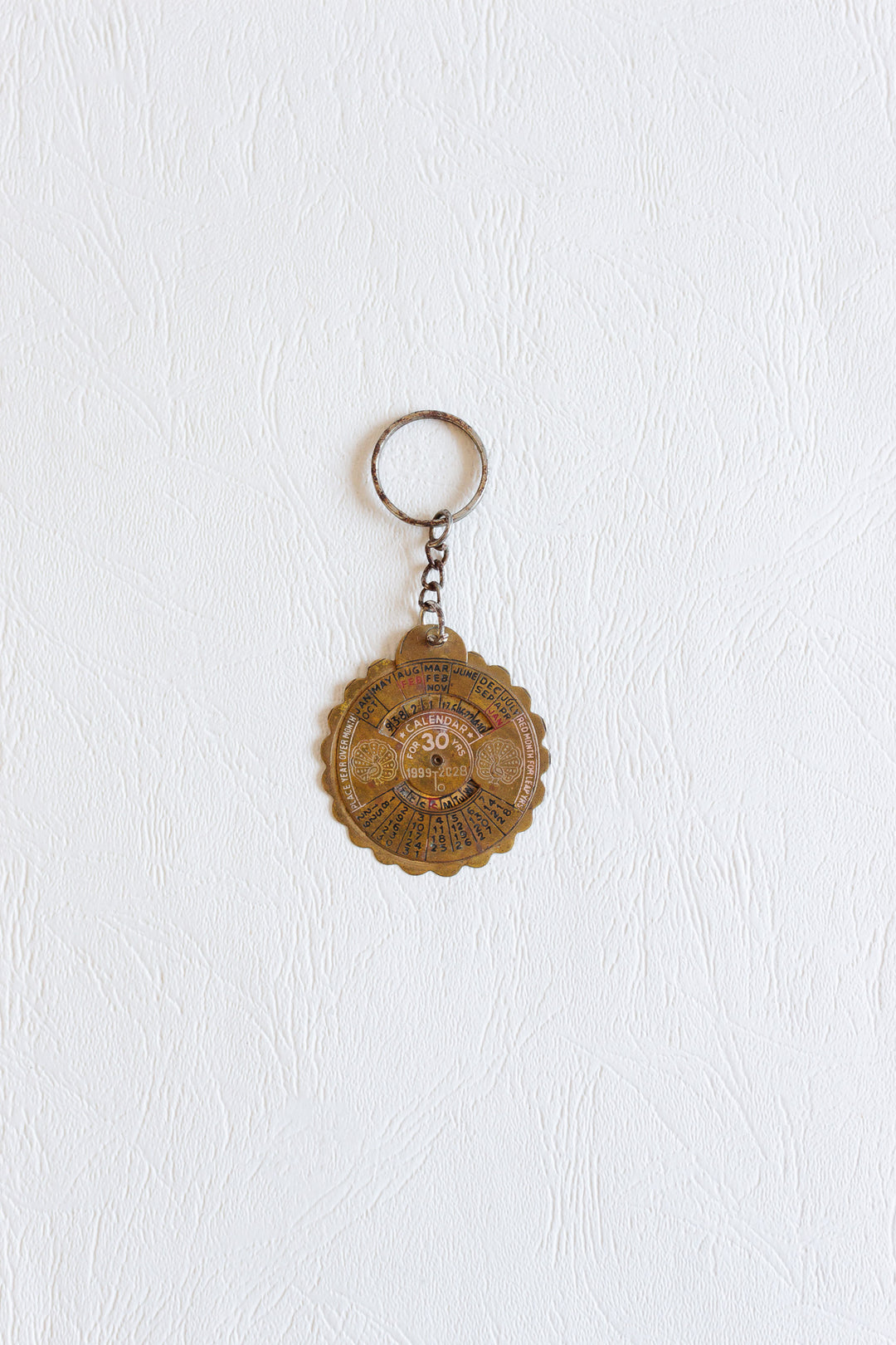vintage brass perpetual calendar fob 1999 - 2028
