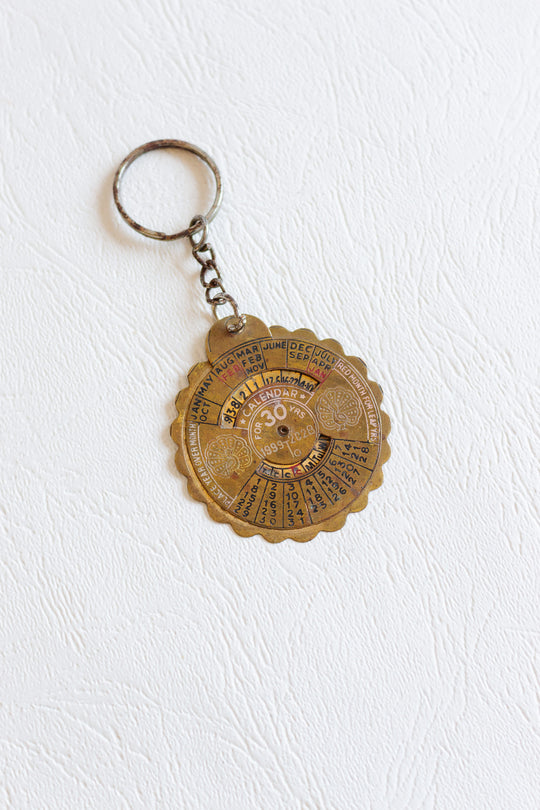 vintage brass perpetual calendar fob 1999 - 2028