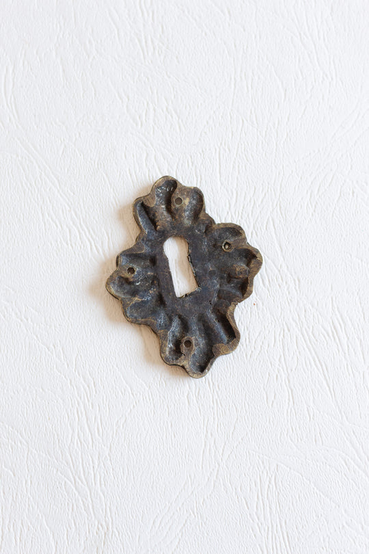 large antique french bronze keyhole escutcheon