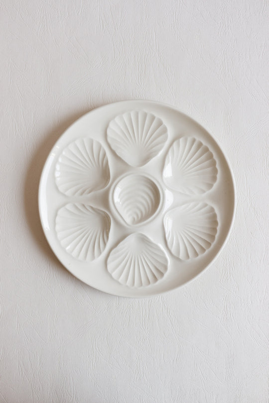 midcentury french "moulin des loups" oyster plate set of 6