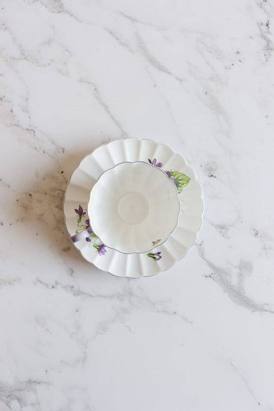 vintage shelley "violets" teacup and saucer
