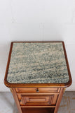 antique French Louis XVI style walnut and green marble nightstand