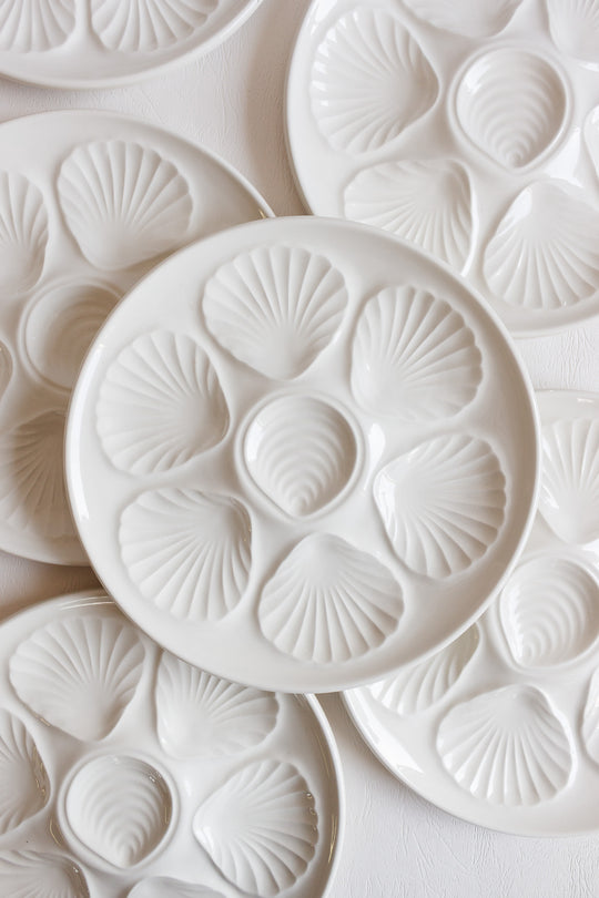 midcentury french "moulin des loups" oyster plate set of 6