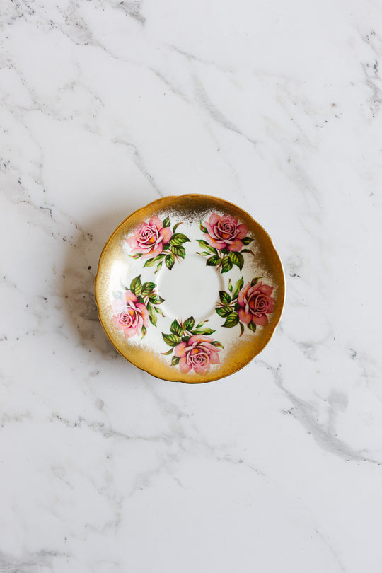rare collectible midcentury paragon pink cabbage rose teacup and saucer