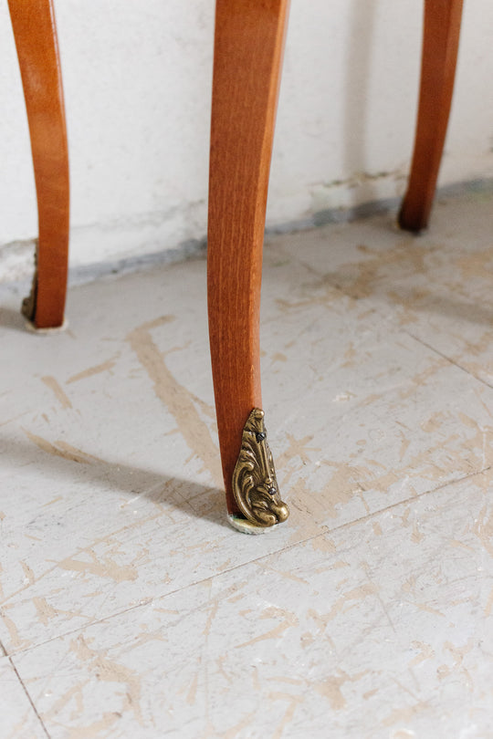 vintage louis xv style side table with marquetry inlay