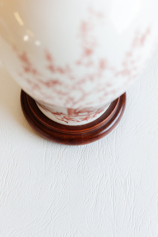 vintage french ceramic lamp with fabric shade