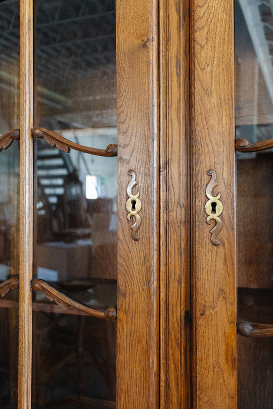 1930s French Rococo style oak china cabinet