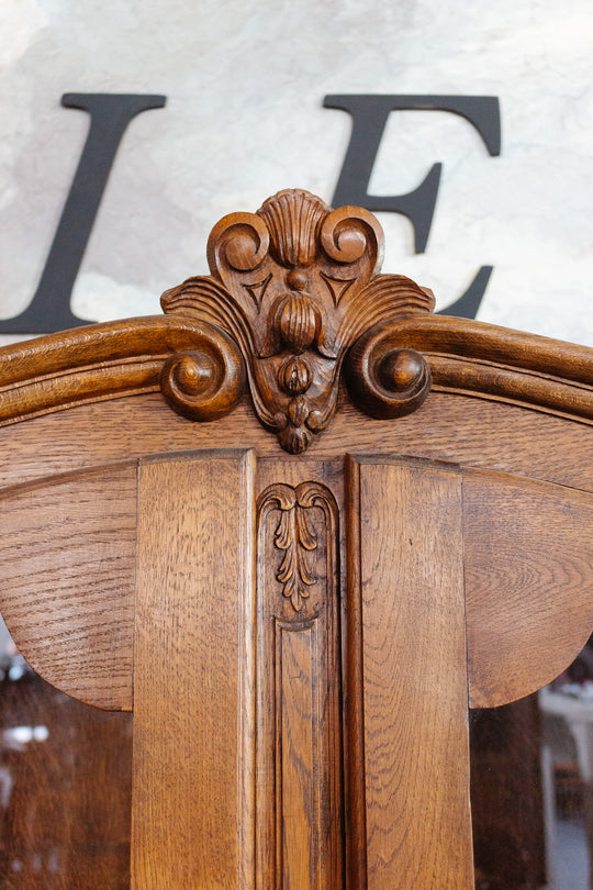 1930s French Rococo style oak china cabinet