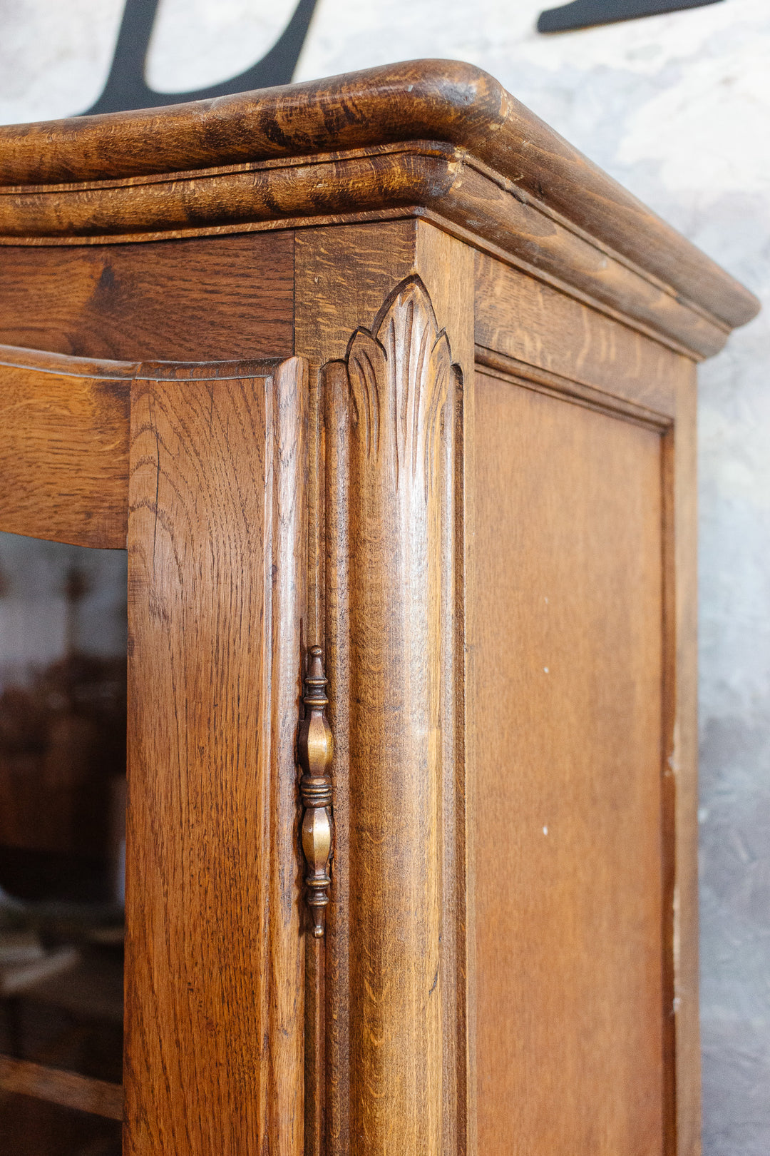 1930s French Rococo style oak china cabinet