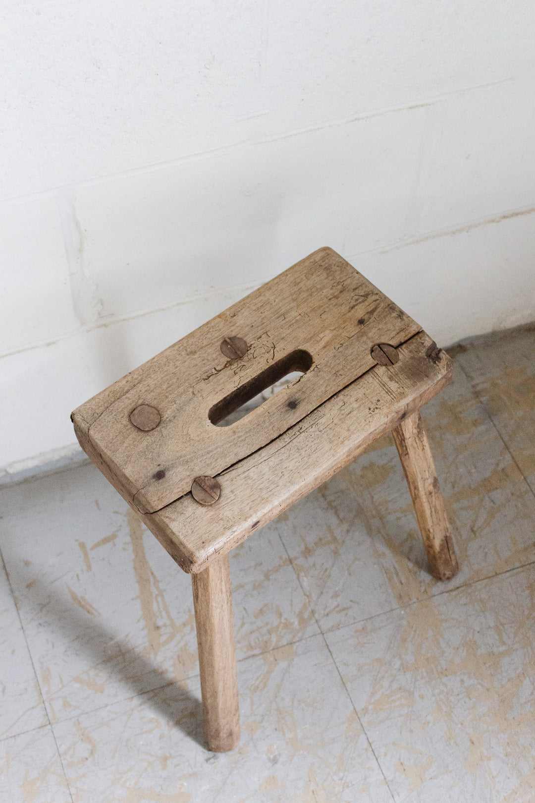 antique french farmhouse tripod stool