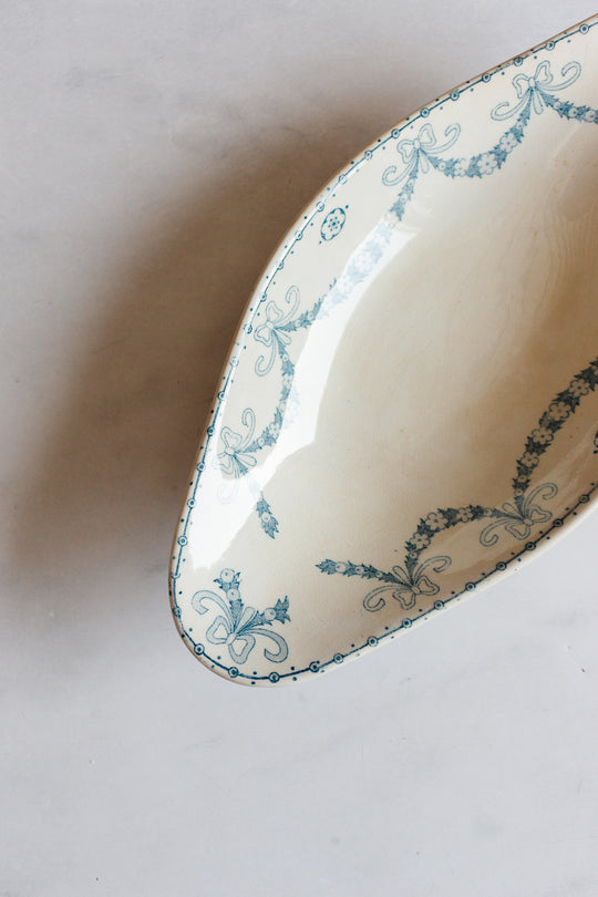 antique French Sarreguemines transferware spoon rest