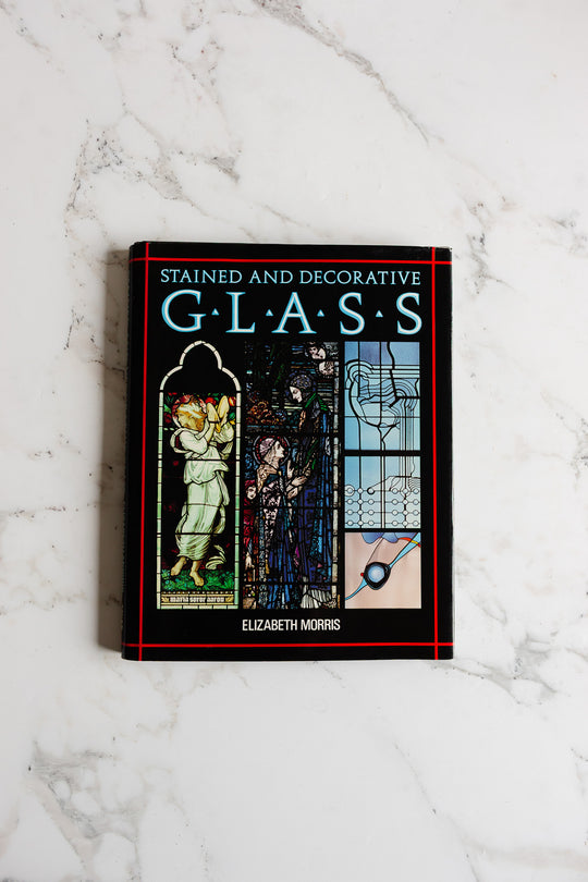 stained and decorated glass vintage coffee table book
