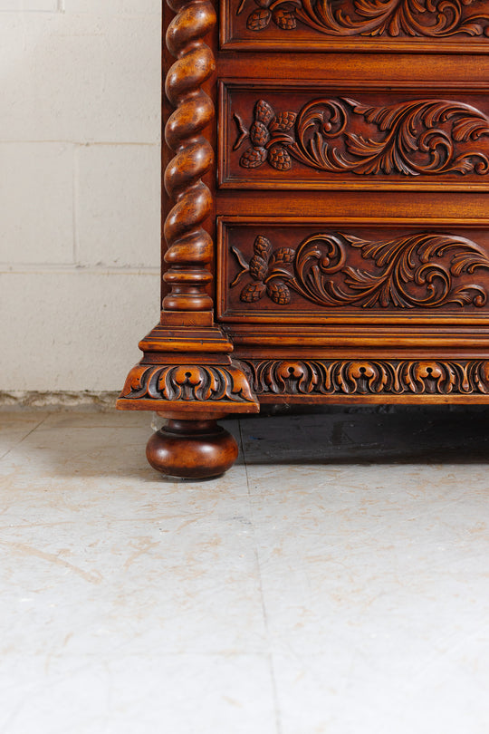 turn of the century Italian carved walnut chest of drawers