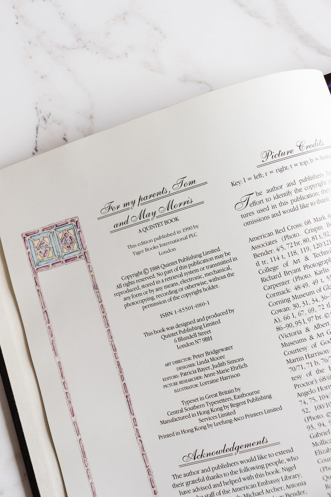 stained and decorated glass vintage coffee table book