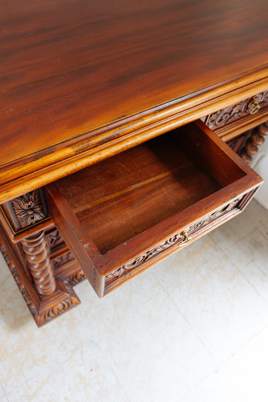 turn of the century Italian carved walnut chest of drawers