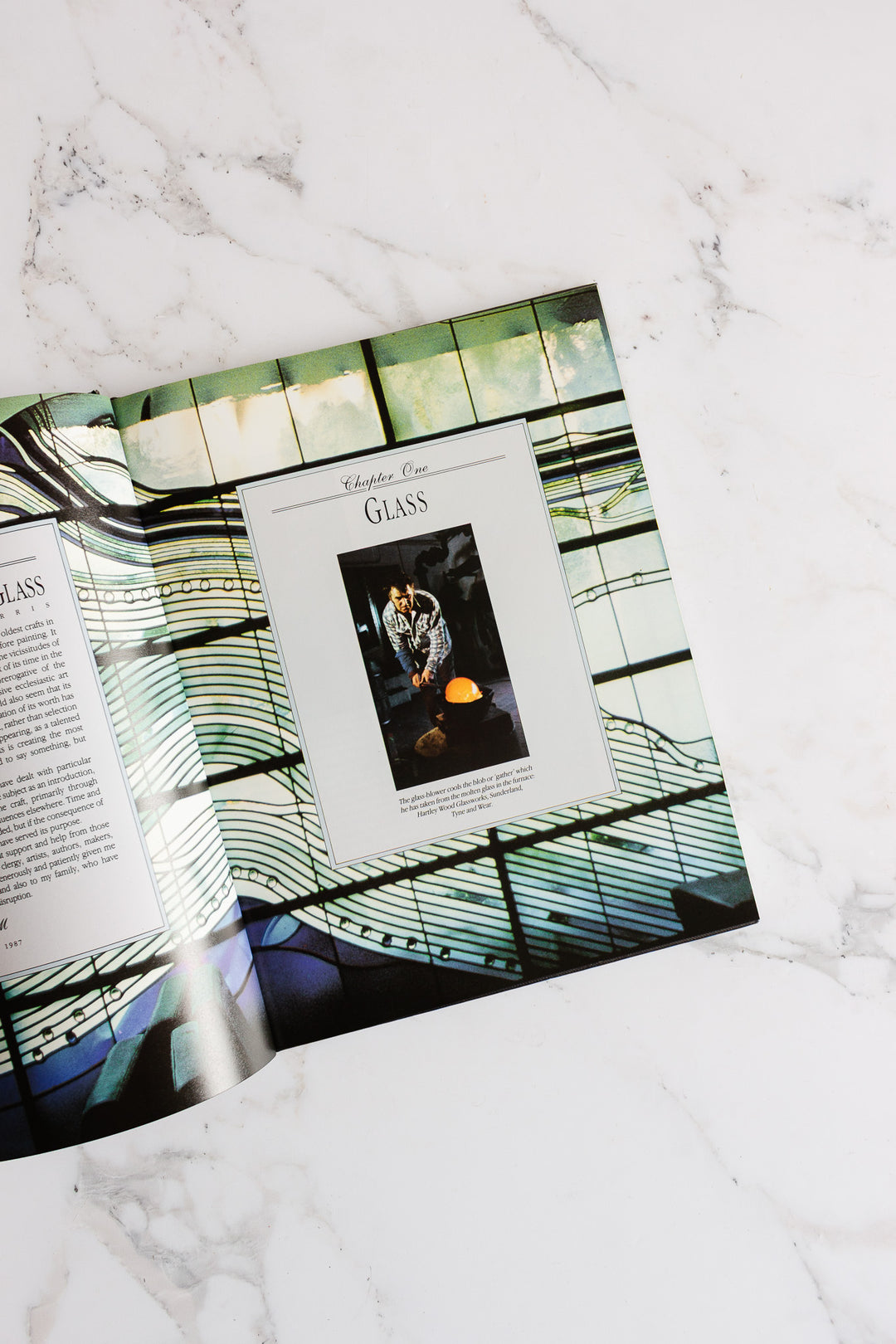stained and decorated glass vintage coffee table book