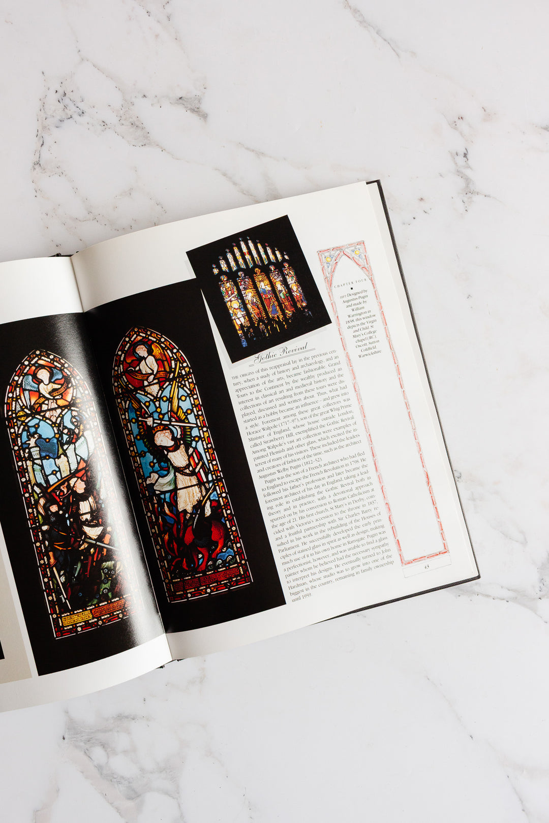 stained and decorated glass vintage coffee table book