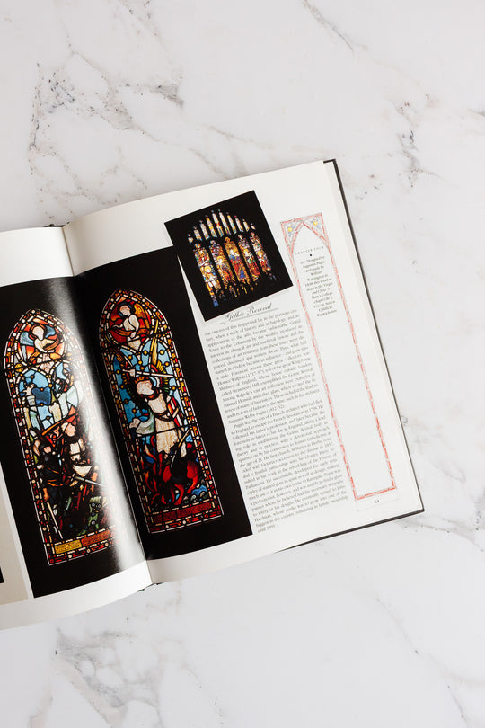 stained and decorated glass vintage coffee table book