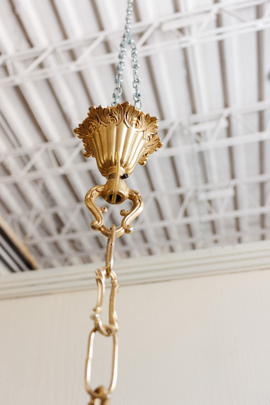 1960s french brass "bubble" glass lantern