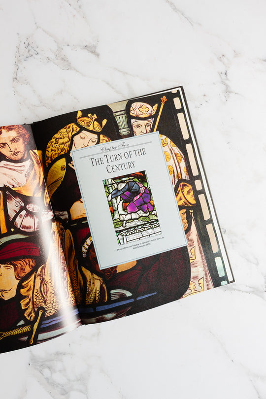 stained and decorated glass vintage coffee table book