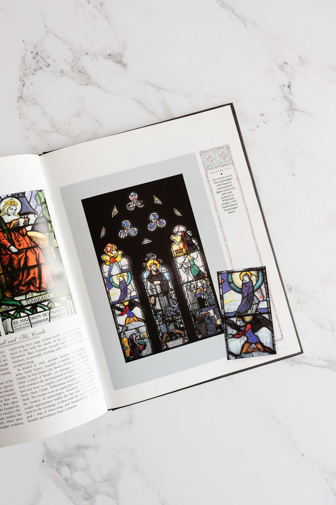 stained and decorated glass vintage coffee table book